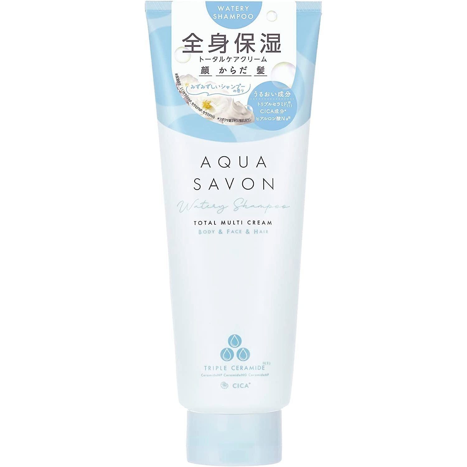 Aqua Savon Total Multi Cream Cica - 230g All-in-One Body, Face & Hair Moisturizer for Dry Skin - Perfect for Daily Hydration & Post-Shave Care