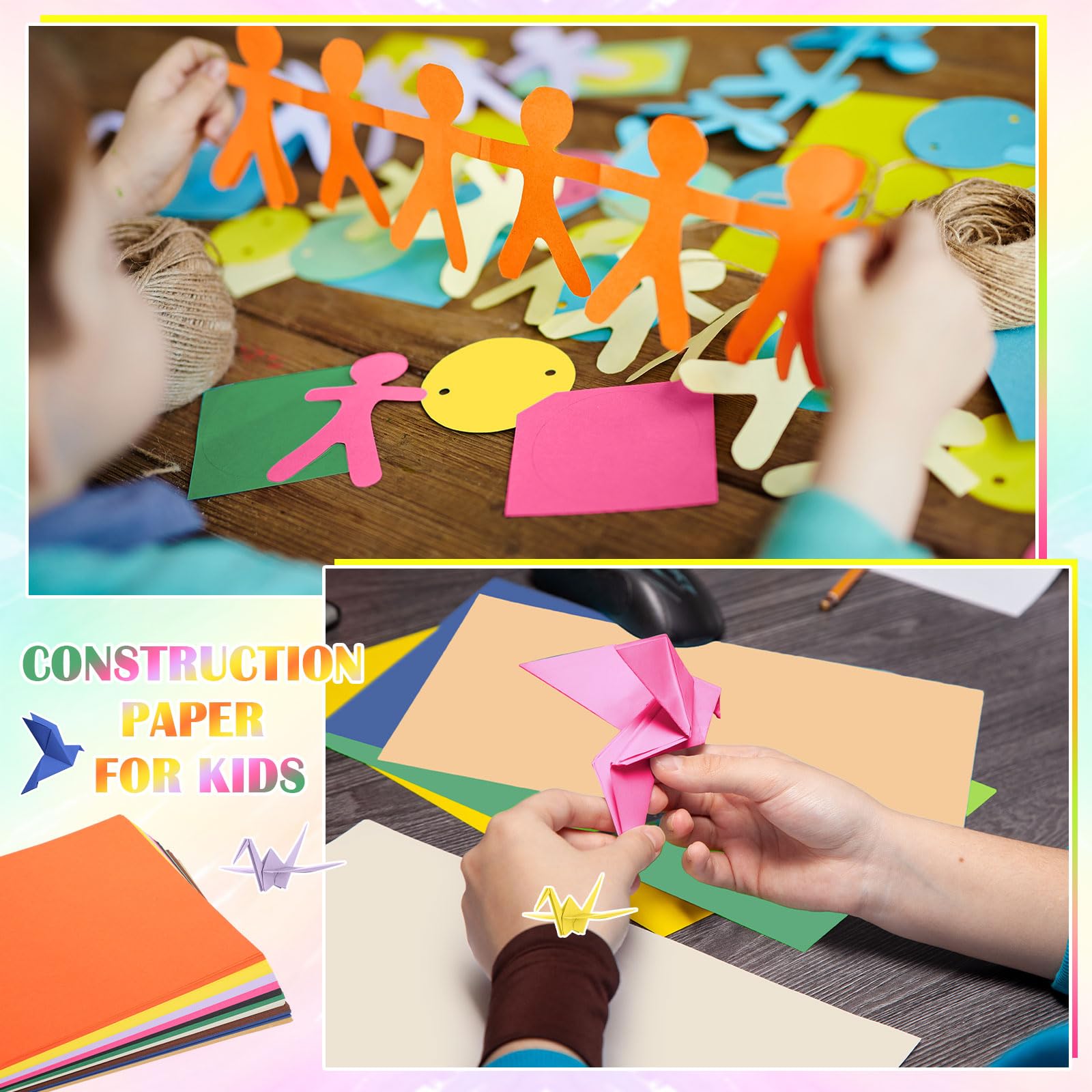 Sherr Construction Colored Cardstock Paper - 1000 Sheets A4 9x12 Inch Heavyweight Craft Paper for Kids, School Supplies & Art Projects | Bright Colors for Scrapbooking, DIY Crafts & Classroom Activities