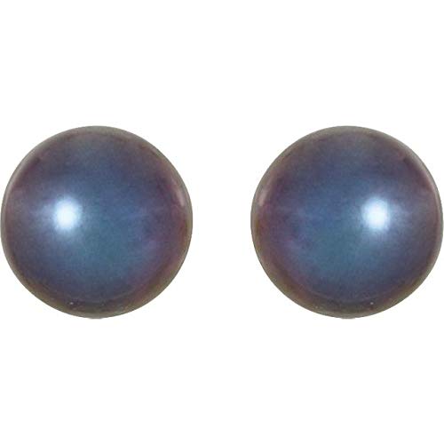 14K Yellow Gold 5.5-6mm Black Freshwater Pearl Stud Earrings for Women | Elegant Pearl Jewelry for Wedding, Party & Special Occasions