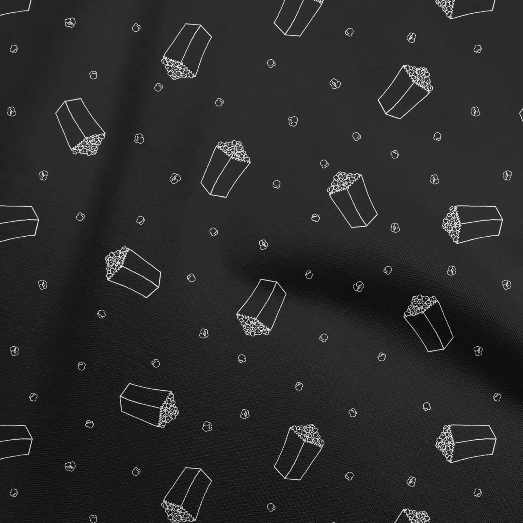 oneOone Polyester Spandex Black Retro Popcorn Print Fabric - 56 Inch Wide Stretch Material for DIY Clothing, Quilting & Home Decor Projects | Soft Textured Fabric for Dresses, Curtains & Crafting