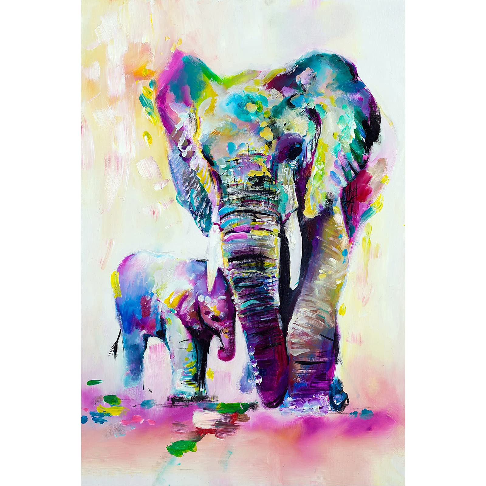 1000 Piece Jigsaw Puzzle - Colorful Elephant & Baby Elephant Wooden Puzzle for Adults, DIY Kit, Modern Home Decor, Unique Gift for Puzzle Lovers & Animal Enthusiasts | Perfect for Family Game Night, Stress Relief & Home Office Decor
