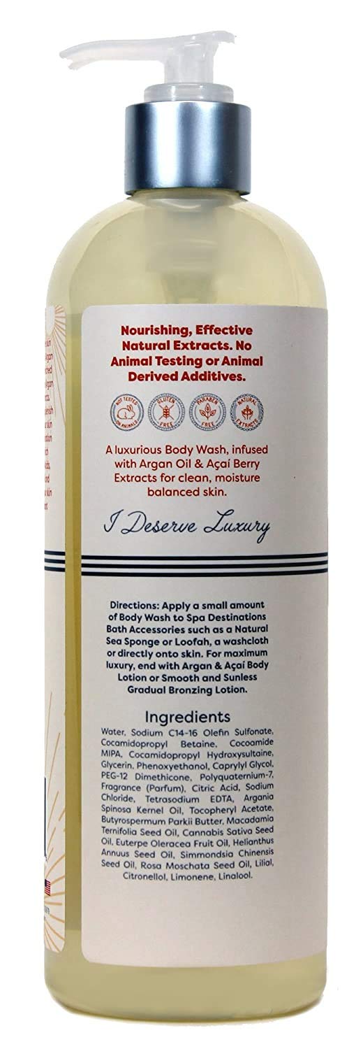 Argan & Acai Moisturizing Body Wash - 16 oz Hydrating Shower Gel for Dry Skin - Perfect for Daily Use & Spa-Like Experience at Home