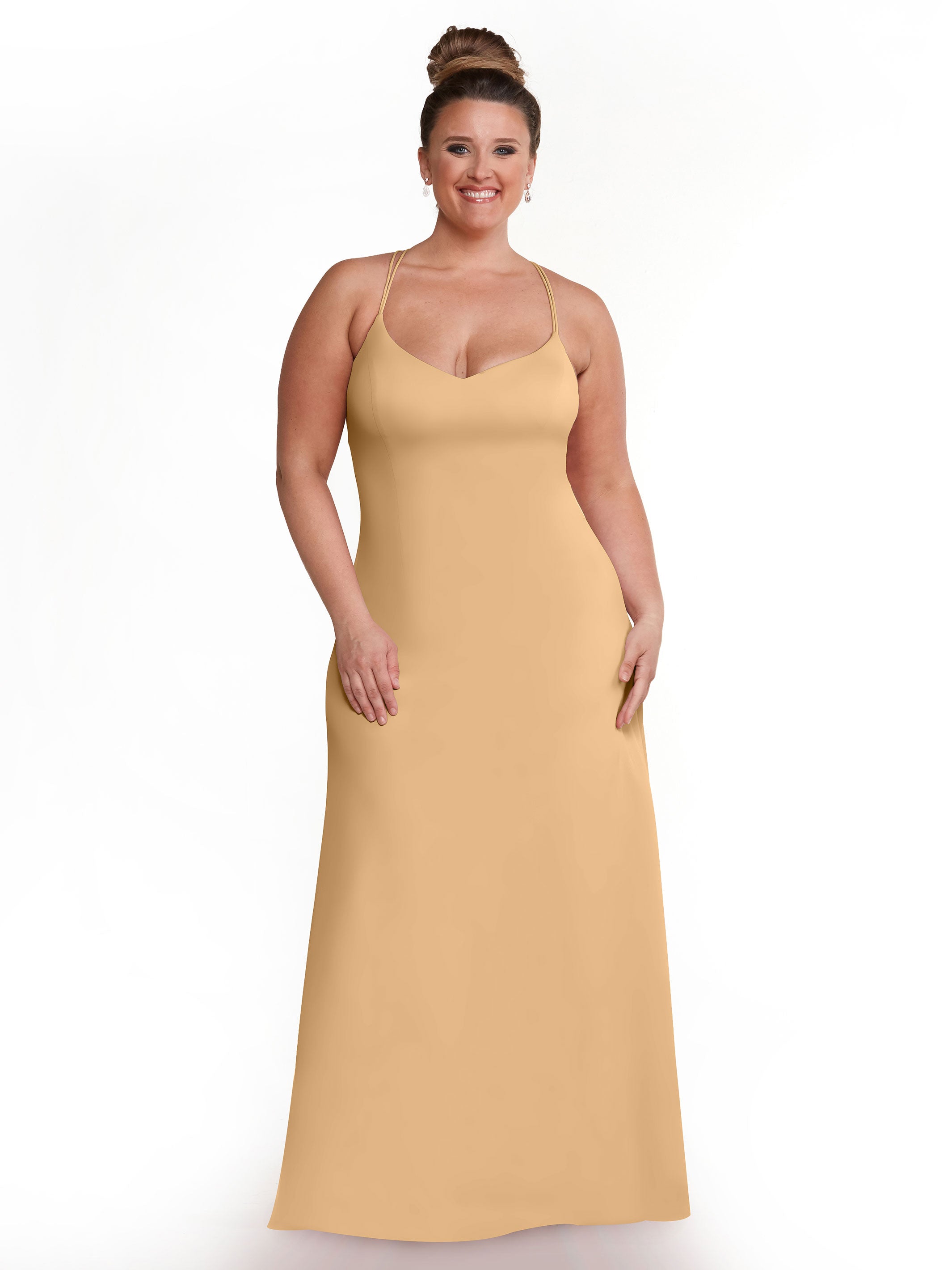 Elegant 83045 Double Knit A-Line Bridesmaid Dress with Adjustable Spaghetti Straps - Perfect for Weddings, Formal Events & Special Occasions