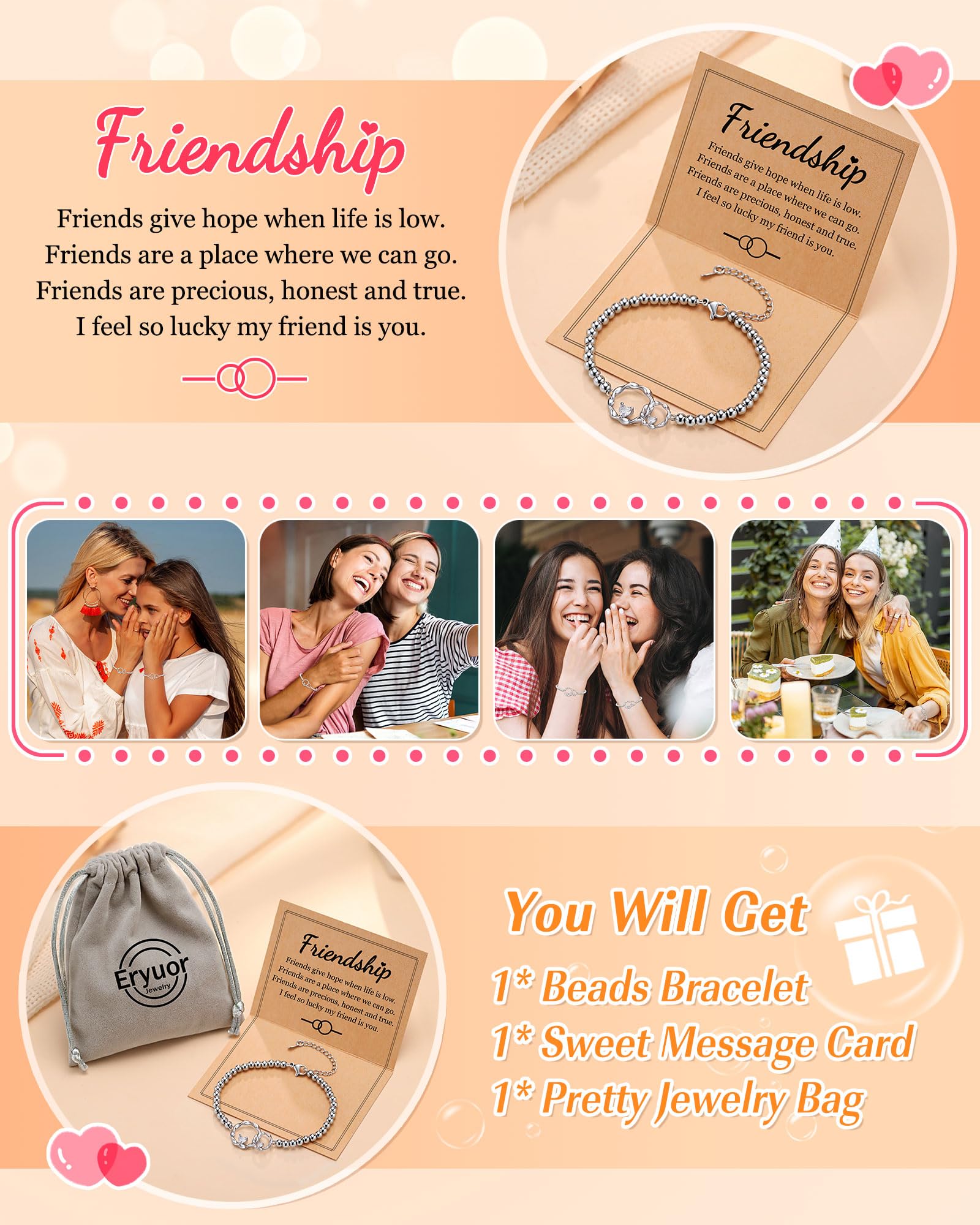 Interlocking 2 Circles Friendship Bracelet - Best Sister & Best Friend Gift for Christmas, Valentine's Day, Birthday - Women's Jewelry for Everyday Wear & Special Occasions