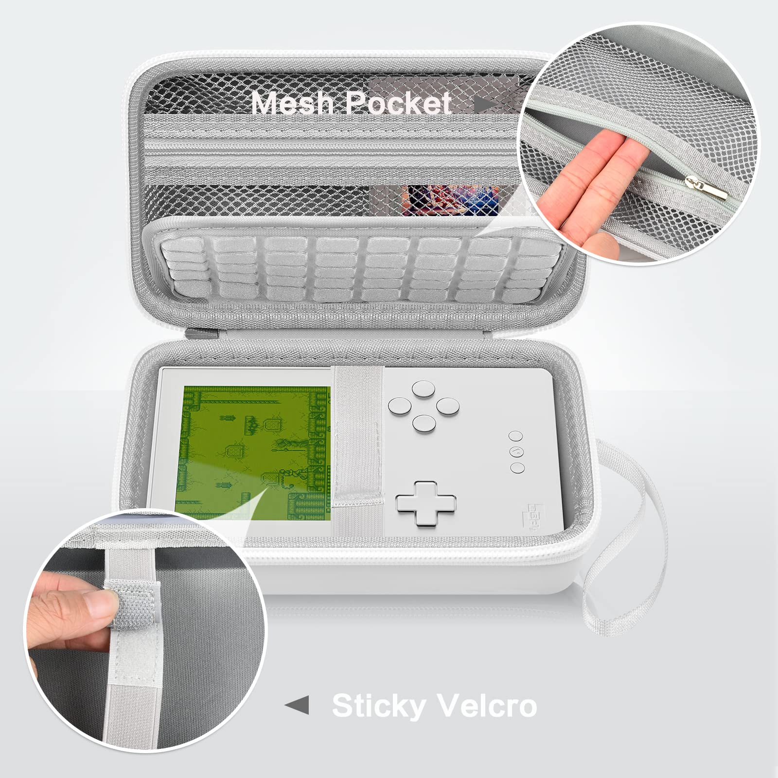 Againmore Hard Protective Case Compatible with Handheld Portable Gaming Console - Mini Video Game Storage Bag with Analog Sticks, Charging Cable & Accessories (Case Only) - Perfect for Travel, Storage & Gaming On The Go