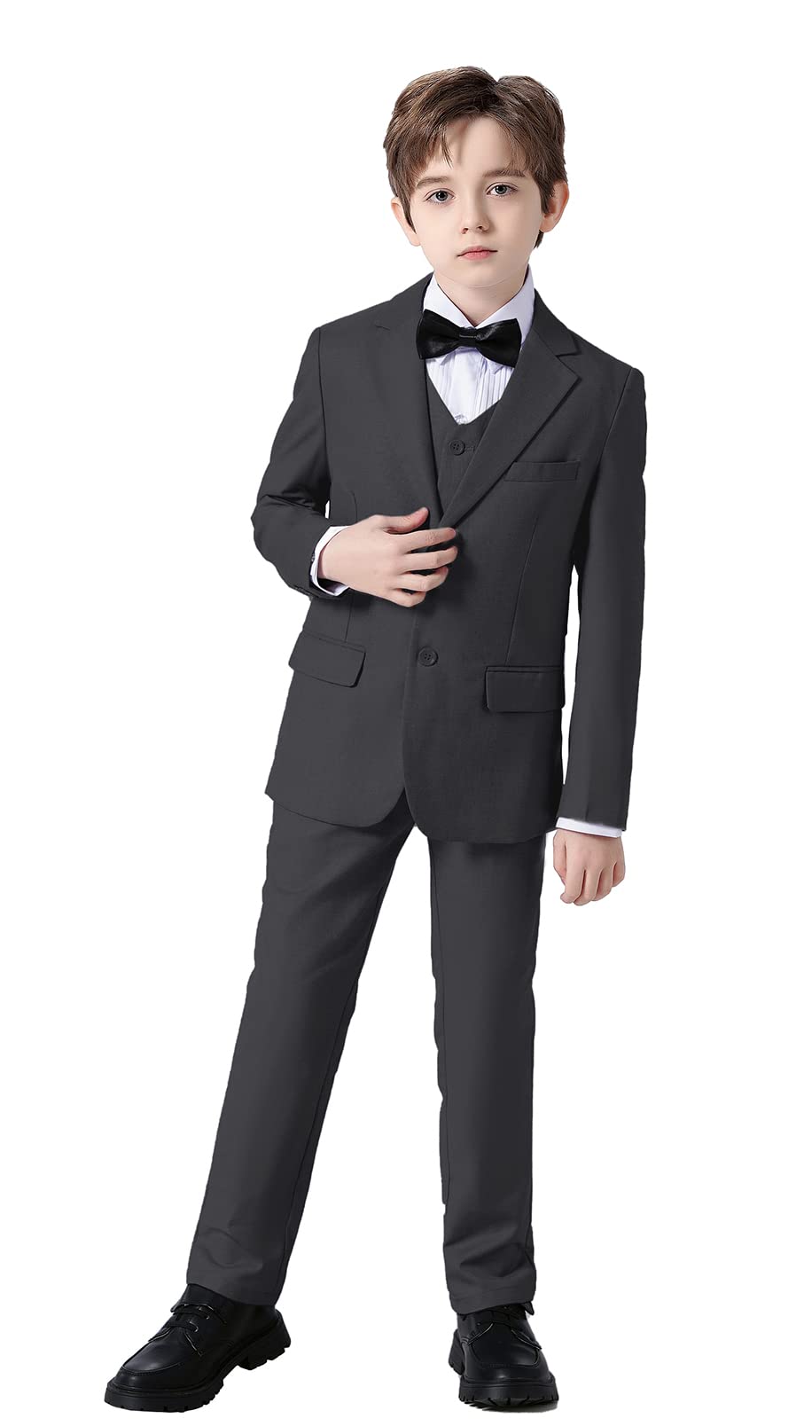 Boys 5-Piece Slim Fit Suit Set - Blazer & Pants in Black & Blue | Formal Wedding Outfit for Kids | Perfect for Weddings, Parties & Special Occasions