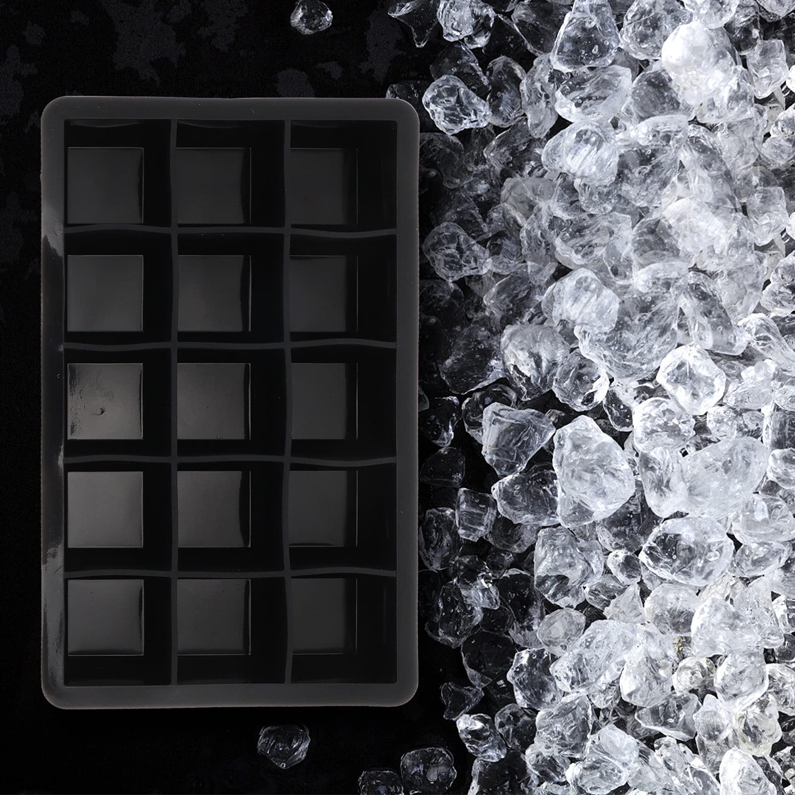 SOLUSTRE 2-Pack Silicone Ice Cube Trays with Lids - Reusable Diamond Ice Molds for Cocktails, Whiskey, Smoothies & Dog Treats - BPA Free Flexible Ice Cube Maker for Kitchen, Bar & Party Use