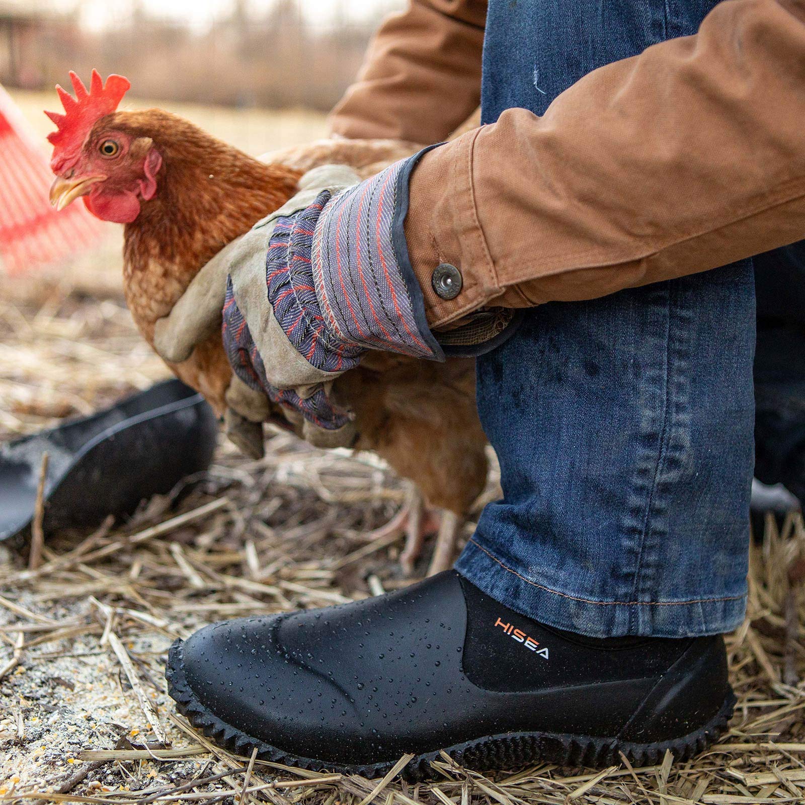 HISEA Unisex Waterproof Garden Shoes - Slip-On Rubber Neoprene Rain Boots for Men & Women, Outdoor Ankle Booties for Gardening, Farming, Camping, Car Wash, Lawn Care & Yard Work - Perfect for Wet Conditions & Outdoor Activities