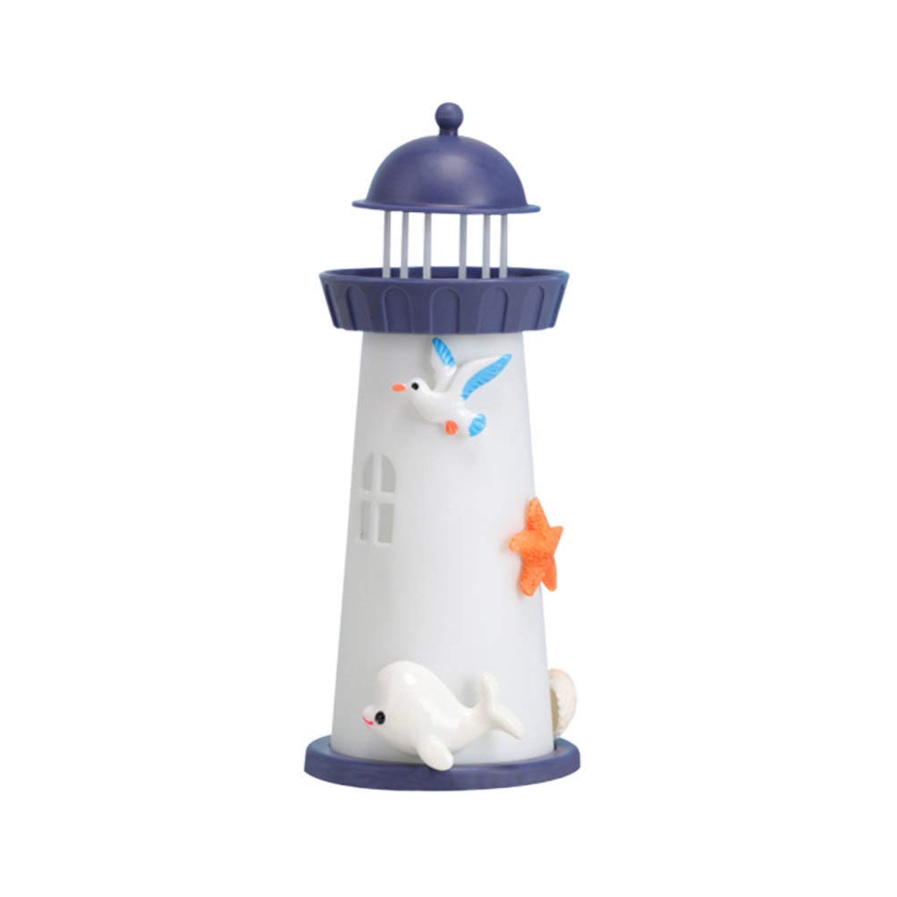 BESPORTBLE Mediterranean Style Lighthouse Night Light - Unique Dolphin Design Bedside Lamp for Home Decor, Nursery, Living Room & Bedroom