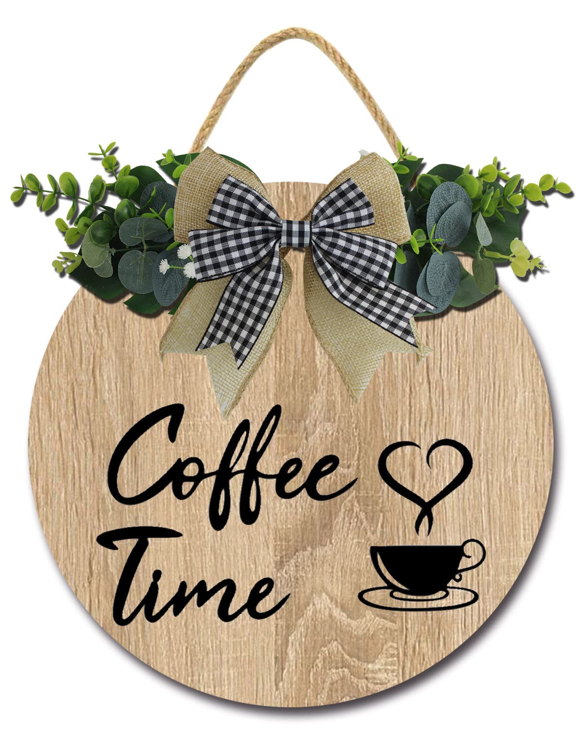 Farmhouse Wood Coffee Time Sign - Rustic Wall Decor for Coffee Bar, Kitchen, Office & Cafe - 12''x12'' Coffee Station Sign - Perfect Housewarming Gift for Coffee Lovers (Home Decor, Coffee Shop, Workplace)
