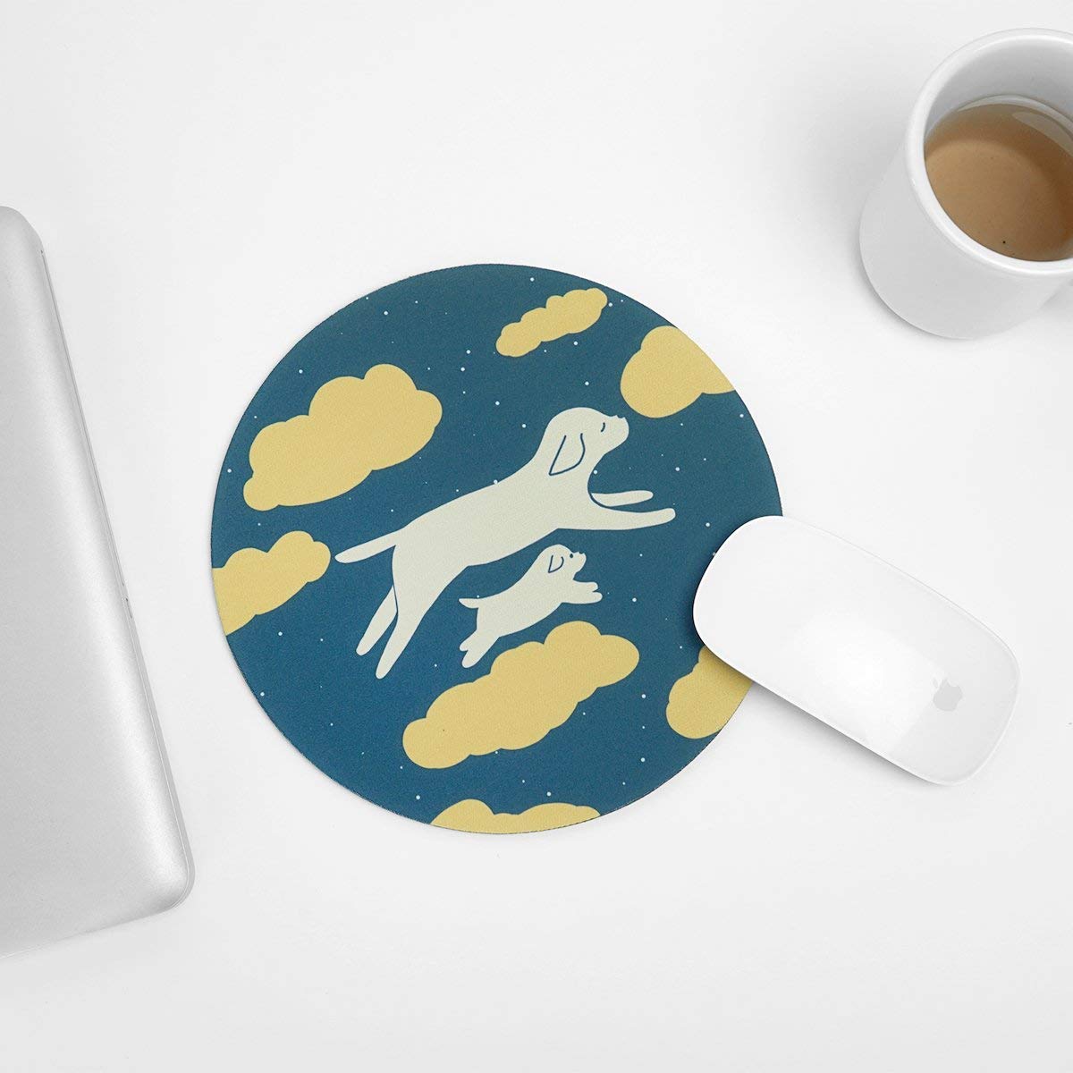 Geometric Trellis Navy Mouse Pad - Non-Slip Office Desk Mat, 8 Inch, Ergonomic Wrist Support for Computer & Laptop - Perfect for Gaming, Work & Home Office Use