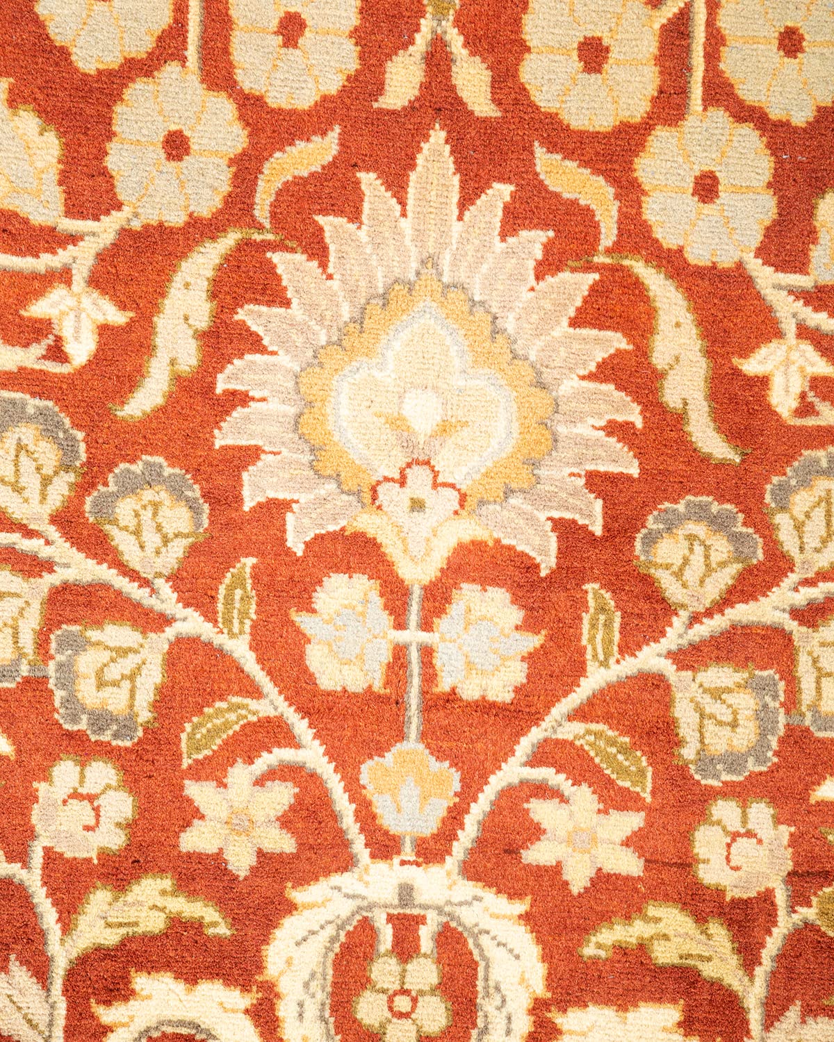 Handmade Wool Oriental Mogul Orange 4x6 Area Rug - Traditional Hand-Knotted Solo Rugs for Living Room, Bedroom & Dining Room Decor