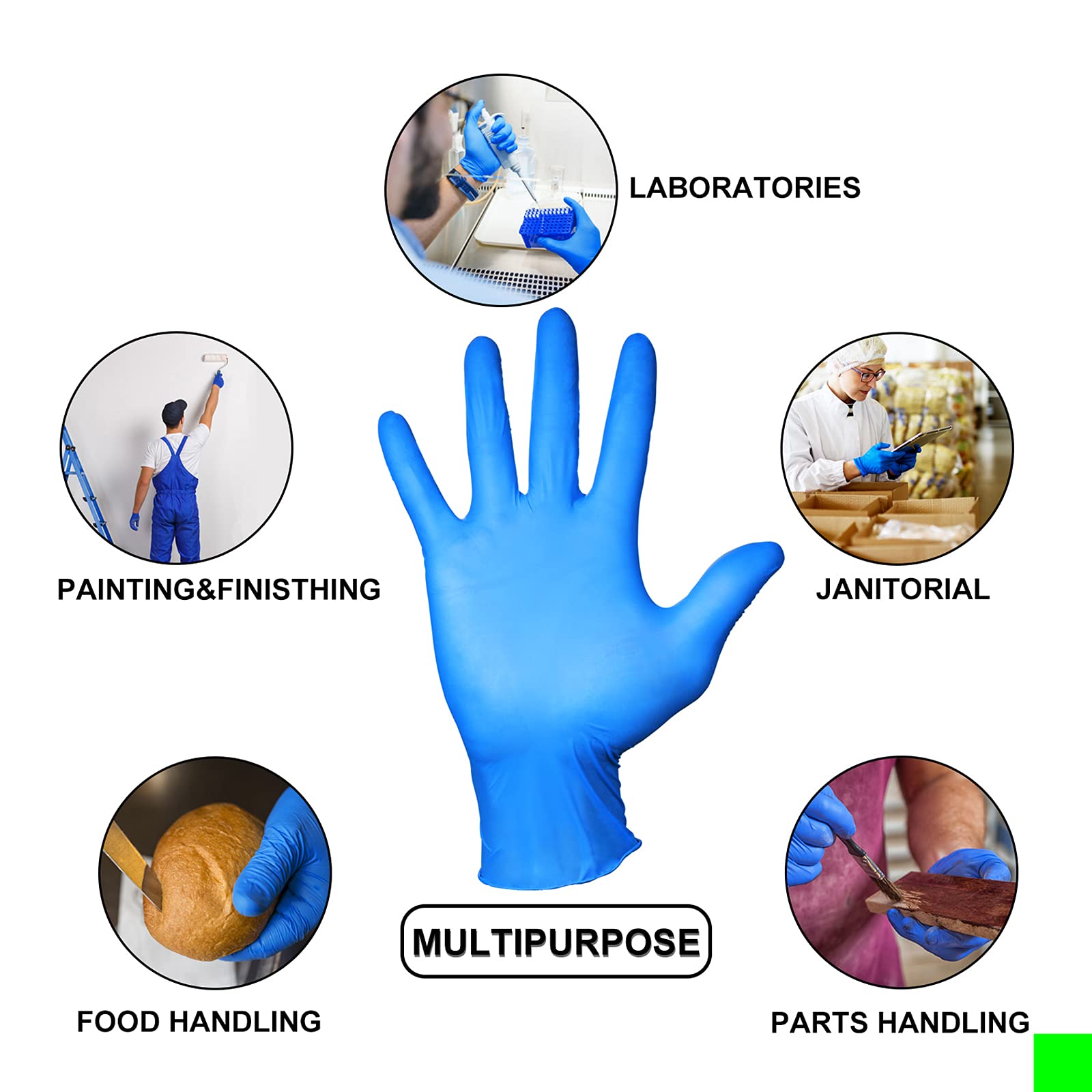 PEIPU Nitrile Disposable Gloves - Powder Free, Latex Free, 100 PCS - Heavy Duty Cleaning, Food Handling, Medical Exam, Salon & Tattoo Use - Ideal for Healthcare, Kitchen & Industrial Work