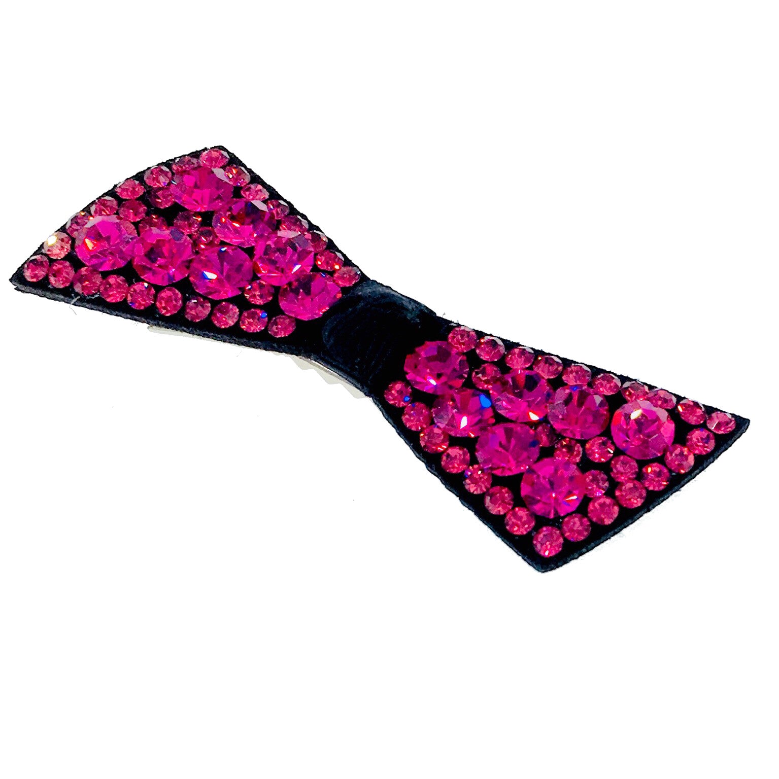 Elegant Urban Bow Knot Hair Clip with Swarovski Crystals - Acrylic Black Base in Magenta | Perfect for Weddings, Parties & Everyday Glamour