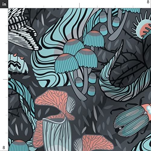Plants & Creatures Fantasy Printed Satin Fabric Fat Quarter - Premium Sewing Material for Apparel, Lining, Fashion, Blankets & Home Decor - Perfect for DIY Crafts, Quilting & Upholstery Projects