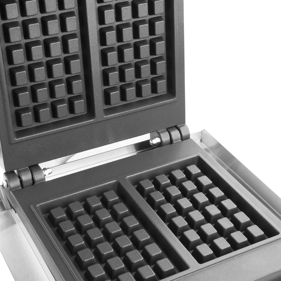 Apuro Commercial Waffle Maker - 4 Slice Stainless Steel Belgian Waffle Iron with Adjustable Temperature - Perfect for Restaurants, Cafes, and Breakfast Catering