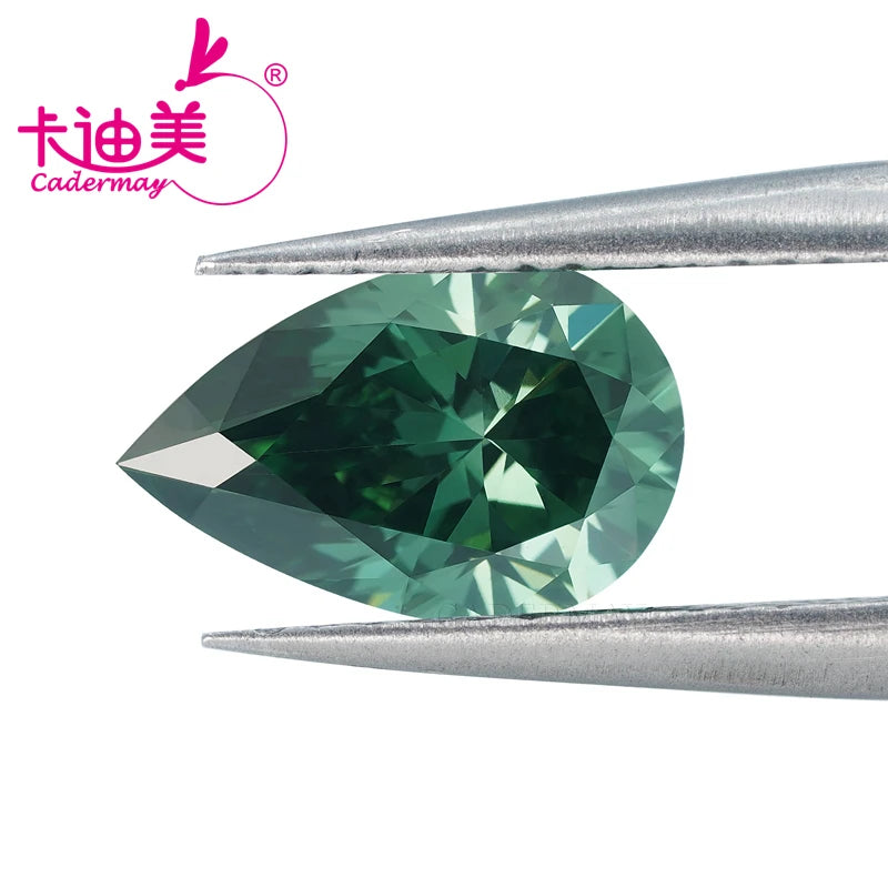 CADERMAY Pear Shape Vivid Green VS1 Clarity HPHT Lab Grown Loose Diamond with IGI Certificate - Perfect for Engagement Rings, Earrings & Custom Jewelry Making