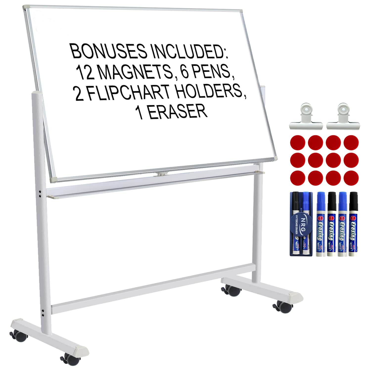 Double-Sided Mobile Whiteboard with Stand - 60
