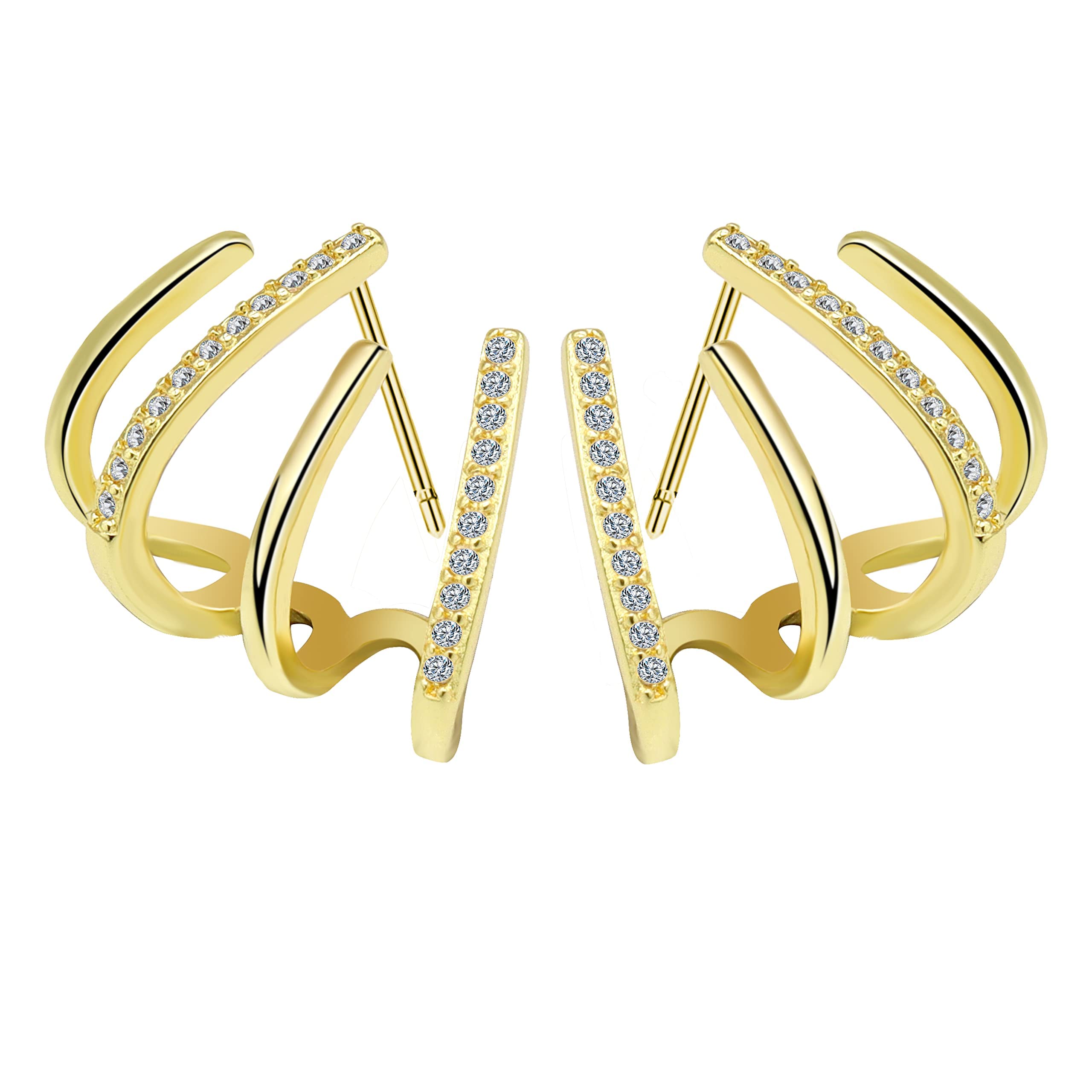 Heflashor Elegant Rhinestone Wrap Stud Earrings for Women - Minimalist Luxury Hoop & Cuff Earrings for Girls - Trendy Dainty Piercing Jewelry for Parties, Dating & Everyday Wear
