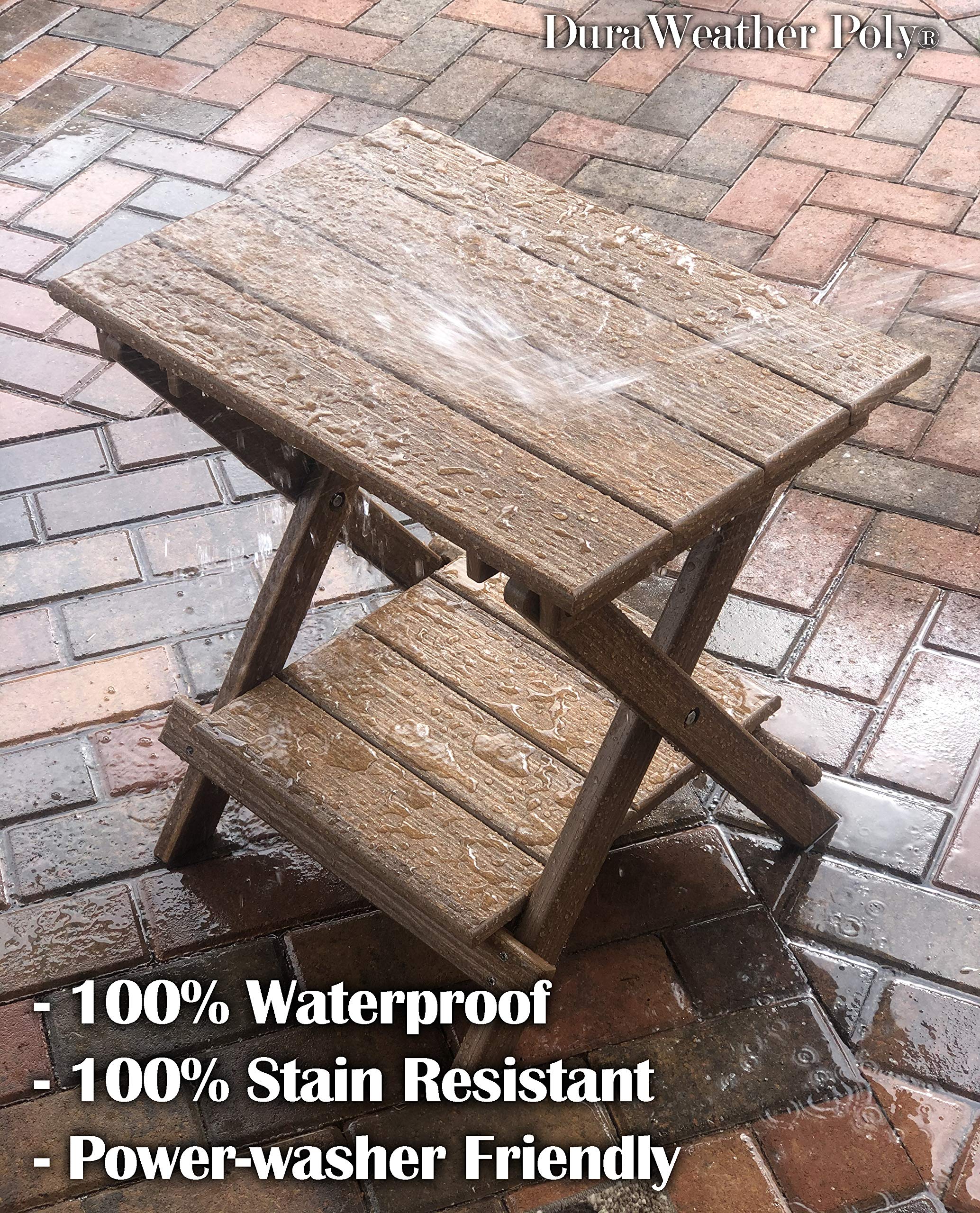 Original Poly Folding End Table with Removable Tray - 21 x 14 Inch Compact Side Table - Mahogany Wood Grain Finish - Perfect for Small Spaces, Patio, Dorm Room or RV