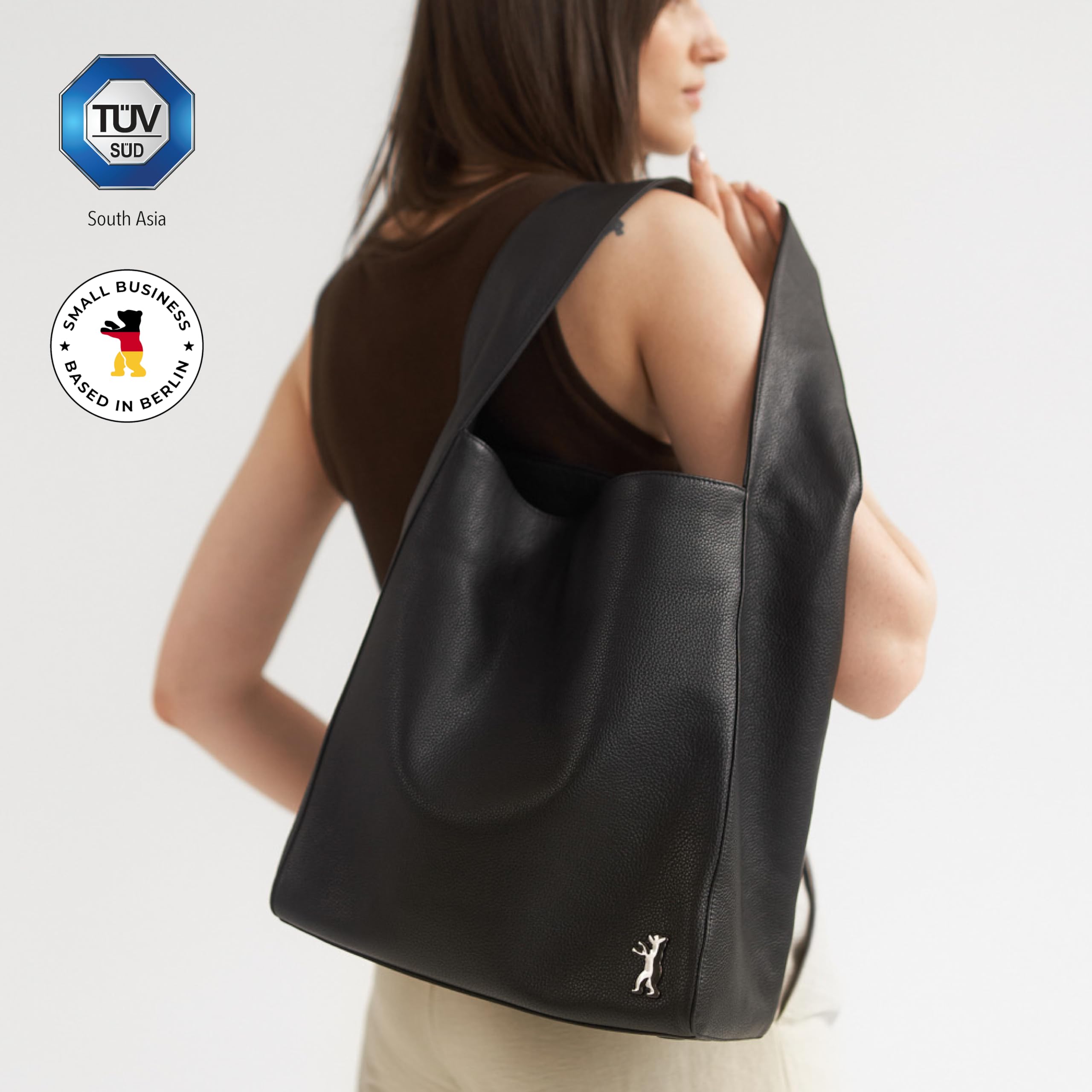 Premium Genuine Leather Tote Bag for Women - Stylish Shoulder Bag & Hobo Handbag - Atlanta Inspired Design - Black - Perfect for Work, Travel & Everyday Use