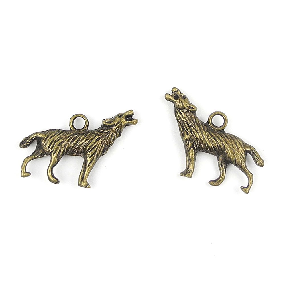 Wholesale Wolf Pendant Charms - DIY Jewelry Making Supplies, Retro Craft Findings, Fermoir Repair Components (A1753-B) for Necklaces, Bracelets & DIY Jewelry Projects