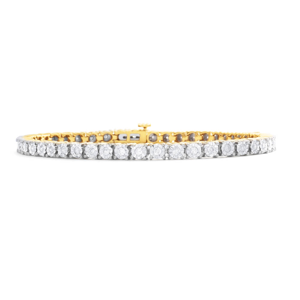 1 Carat Diamond Tennis Bracelet in 9ct Yellow Gold - Elegant Jewelry Gift for Women, Anniversary & Special Occasions