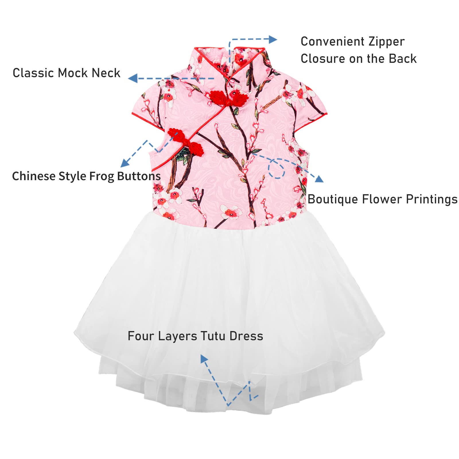 LittleSpring Girls' Holiday Qipao Princess Dress - Traditional Chinese Cheongsam for Parties, Photos & Special Occasions