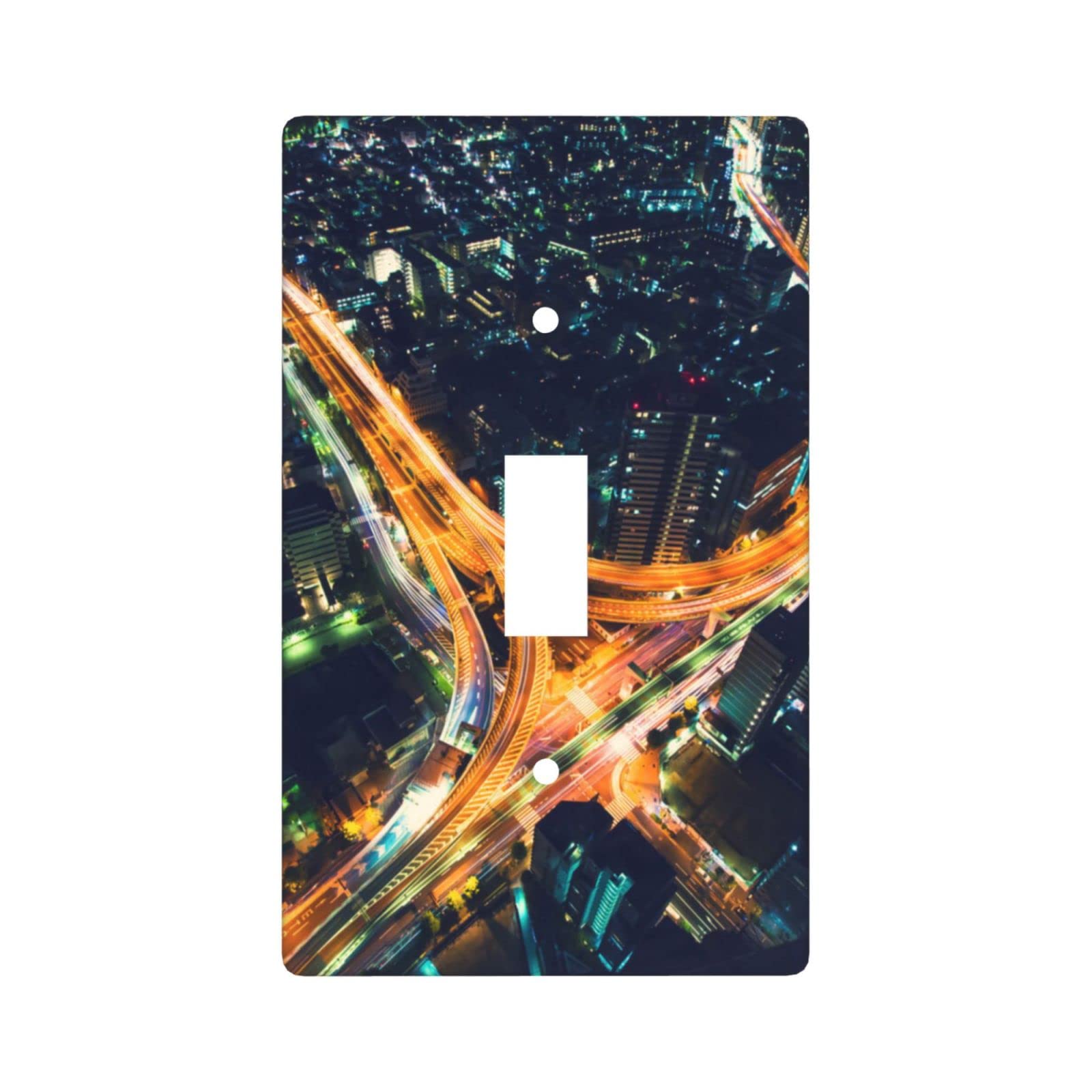 XRELZRS Decorative Single Light Switch Cover - 1 Gang Toggle Wall Plate (4.5 x 2.76 Inch) for Home, Office & Motorway City Decor - Easy Installation & Stylish Upgrade