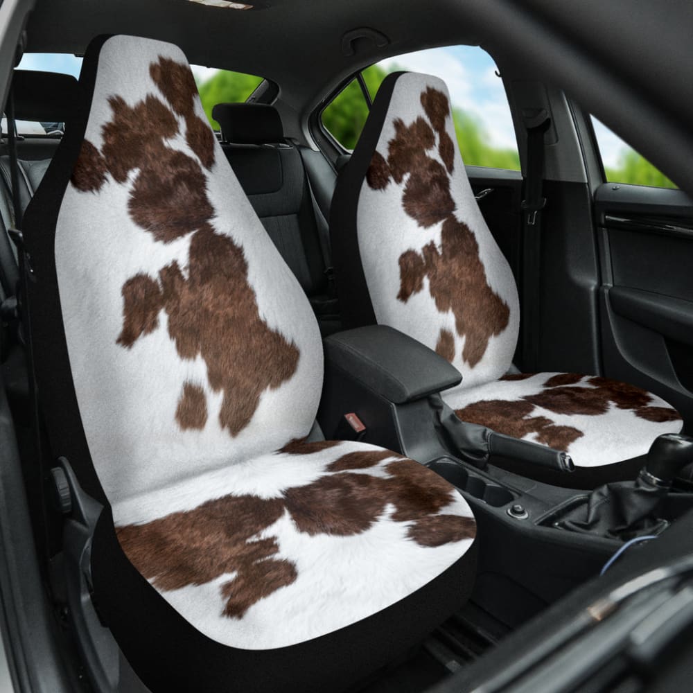 Premium Brown Cowhide Print Custom Car Seat Covers - Perfect Gift for Car Enthusiasts | Ideal for SUVs, Trucks & Sedans | Durable & Stylish Protection