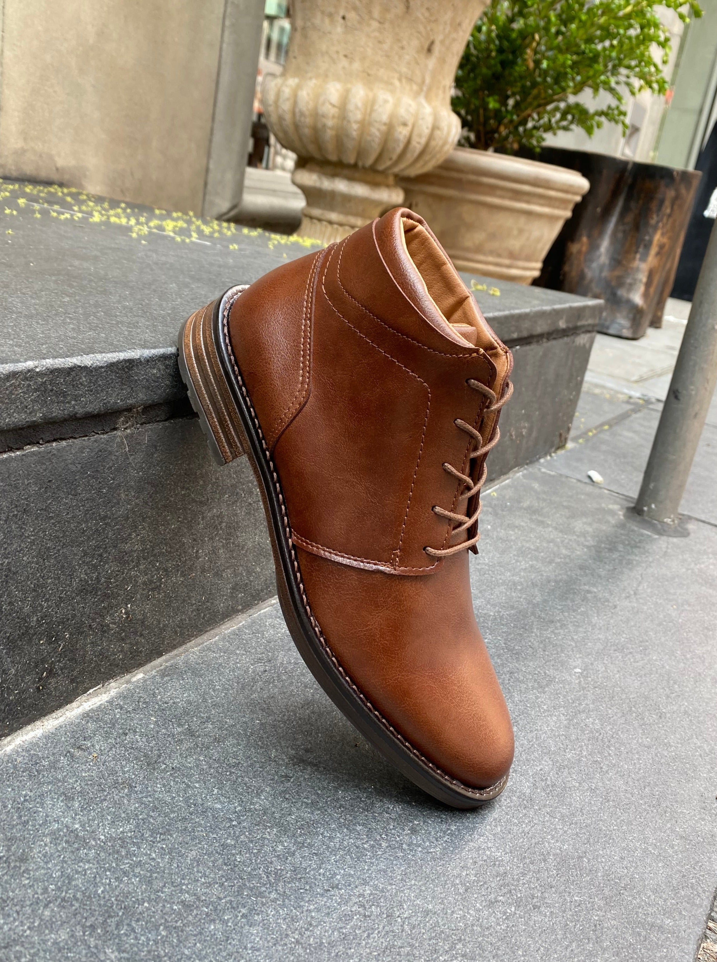 Novacas Fernando Tan Leather Boots for Men - Stylish & Comfortable Ankle Boots for Casual Wear, Outdoor Hiking & Everyday Fashion