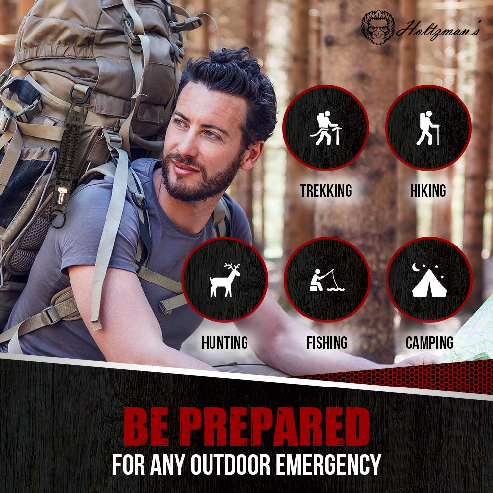 Holtzman's Elite Paracord Keychain with Black Snap Hook - Durable Survival Gear for Outdoor Adventures, Camping, Hiking & Emergency Preparedness