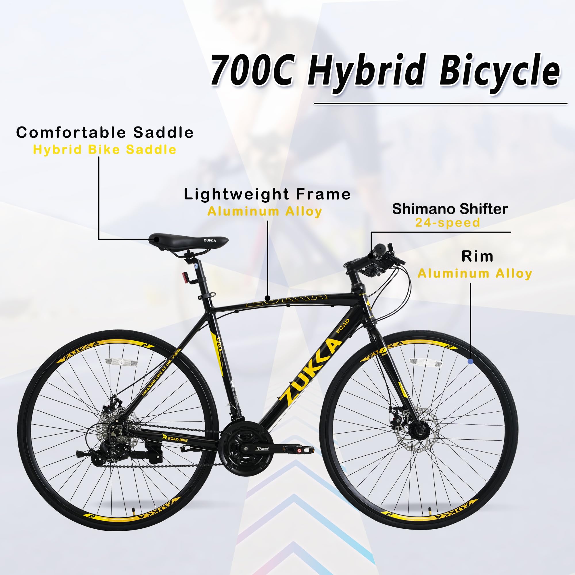 **MEGHNA 700C Road Bike - 24-Speed Hybrid Commuter Bike with Dual Disc Brakes for Men & Women - Perfect for City Riding, Fitness & Daily Commutes**