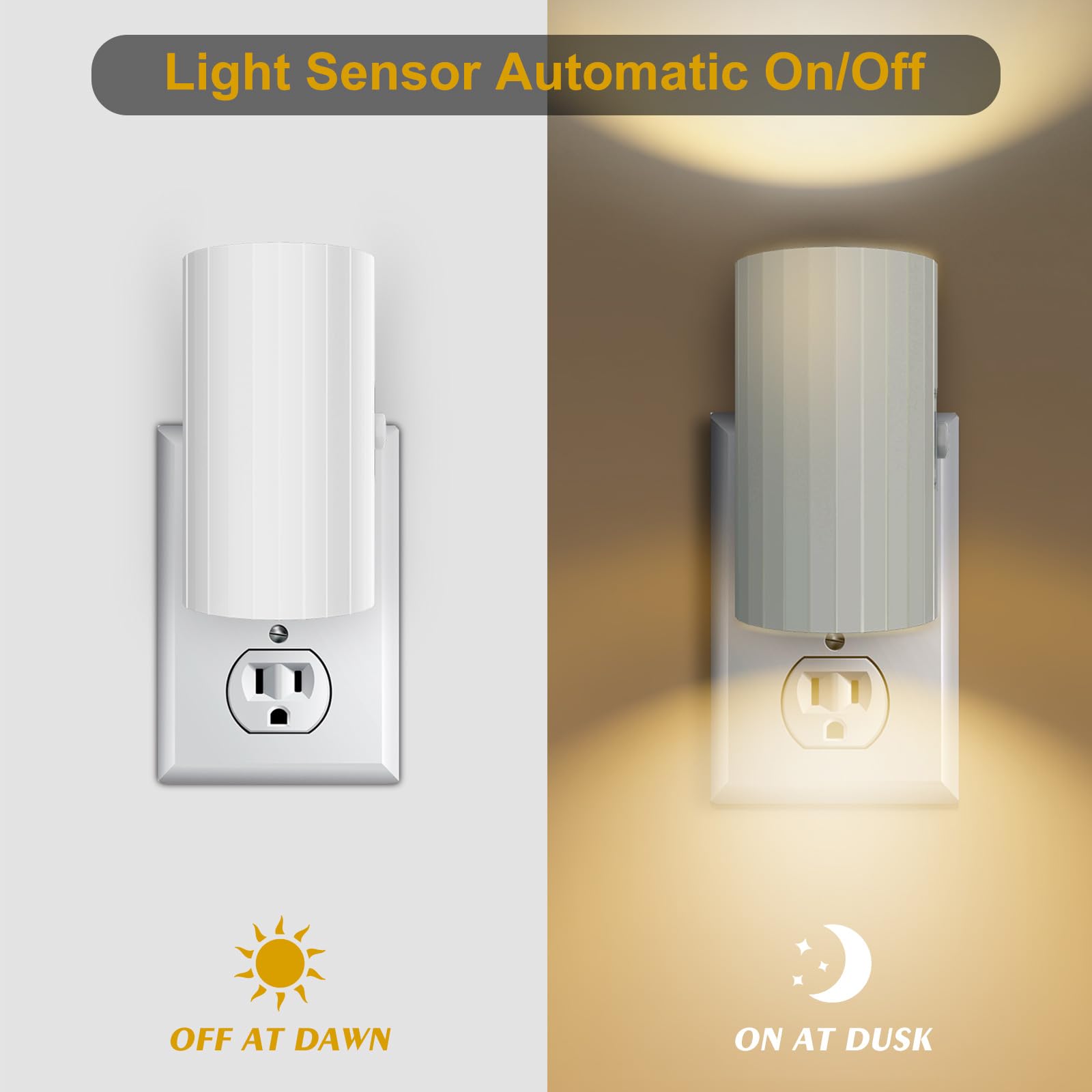 Dimmable LED Night Light 2 Pack - Soft White 3000K for Bedroom, Bathroom, Hallway