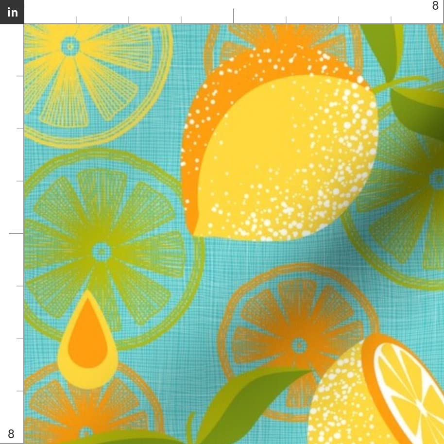 Lemon Pop Citrus Art Printed Minky Fabric by The Yard - Soft Plush Material for Sewing Baby Blankets, Quilt Backing & DIY Projects - Spoonflower Premium Fabric for Nursery Decor & Cozy Home Crafts
