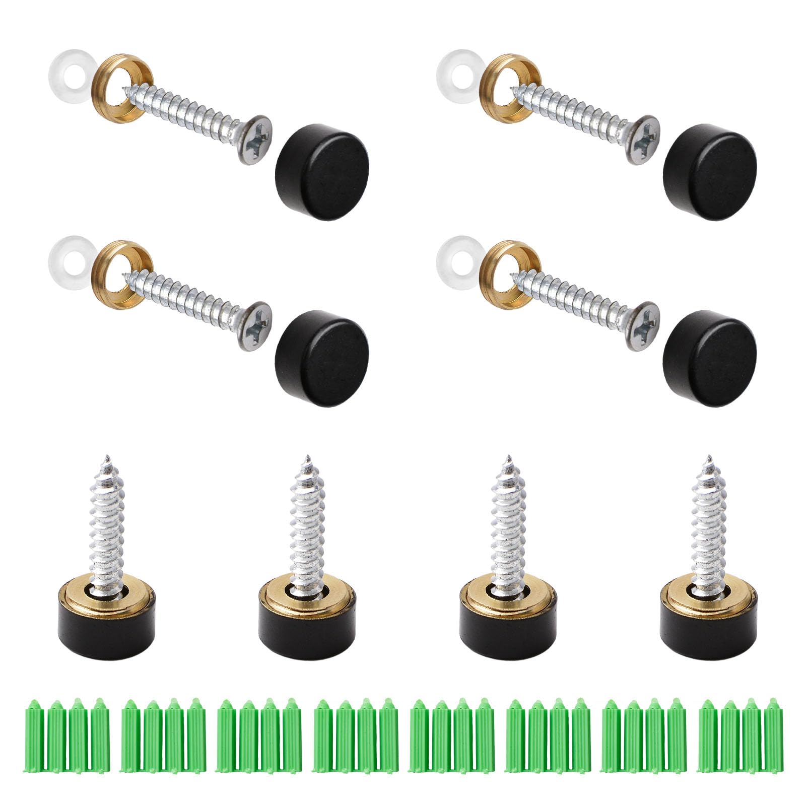INCREWAY 20-Pack Pure Copper Mirror Screws - 10MM Black Decorative Cap Covers for Wall Mirrors | Rust-Resistant Hardware for Bathroom, Bedroom & Living Room Mirror Installation