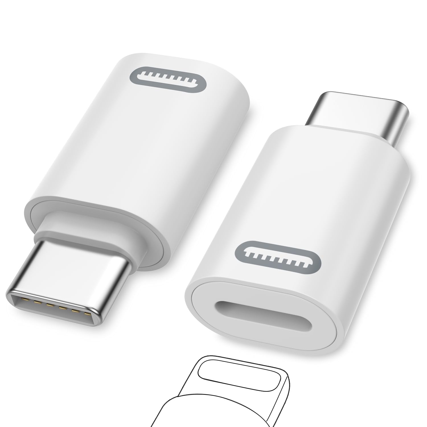 MoKo 2-Pack Lightning to USB C Adapter, USB-C to Lightning Converter for iPhone 15/16 Pro/16 Pro Max/Plus, Galaxy S24, iPad Pro/Air - Fast Charging & Data Sync (White) - Perfect for Travel, Office & Home Charging Stations