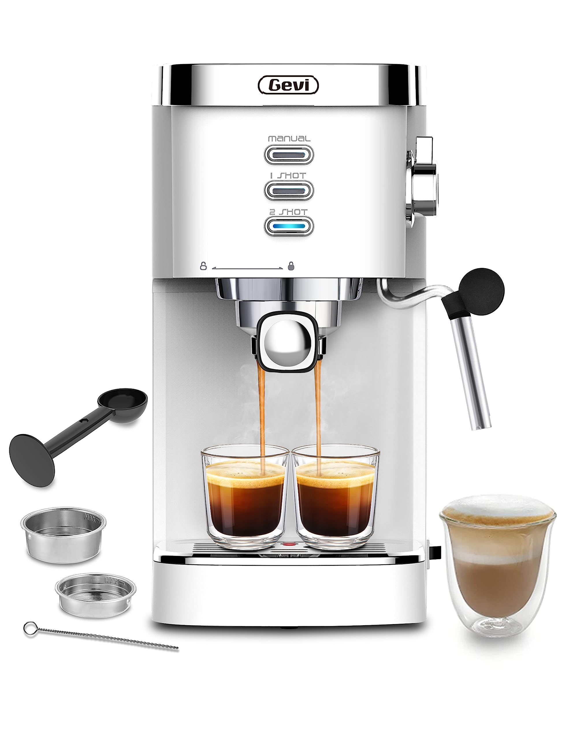 Gevi 20 Bar Espresso Machine with Fast Heating & Milk Frother - Automatic Cappuccino & Latte Maker for Home Baristas | Perfect for Espresso, Latte Macchiato & Coffee Lovers | Ideal for Home Kitchens & Office Coffee Stations