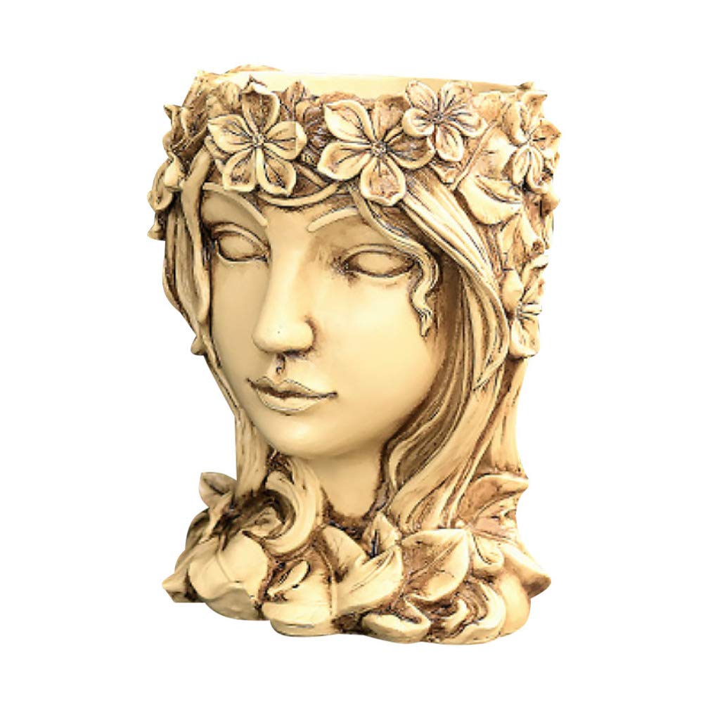 YARNOW Cute Human Head Face Resin Flower Pot - Succulent & Cactus Planter for Indoor/Outdoor Garden Decor - Unique Home & Office Desk Decoration