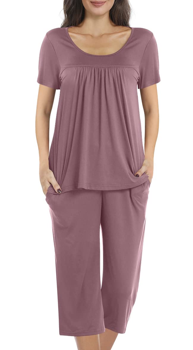 POPYOUNG Women's 2-Piece Pajama Set - Soft Sleepwear & Lounge PJS with Pockets - Comfortable Nightwear for Home, Travel & Relaxation