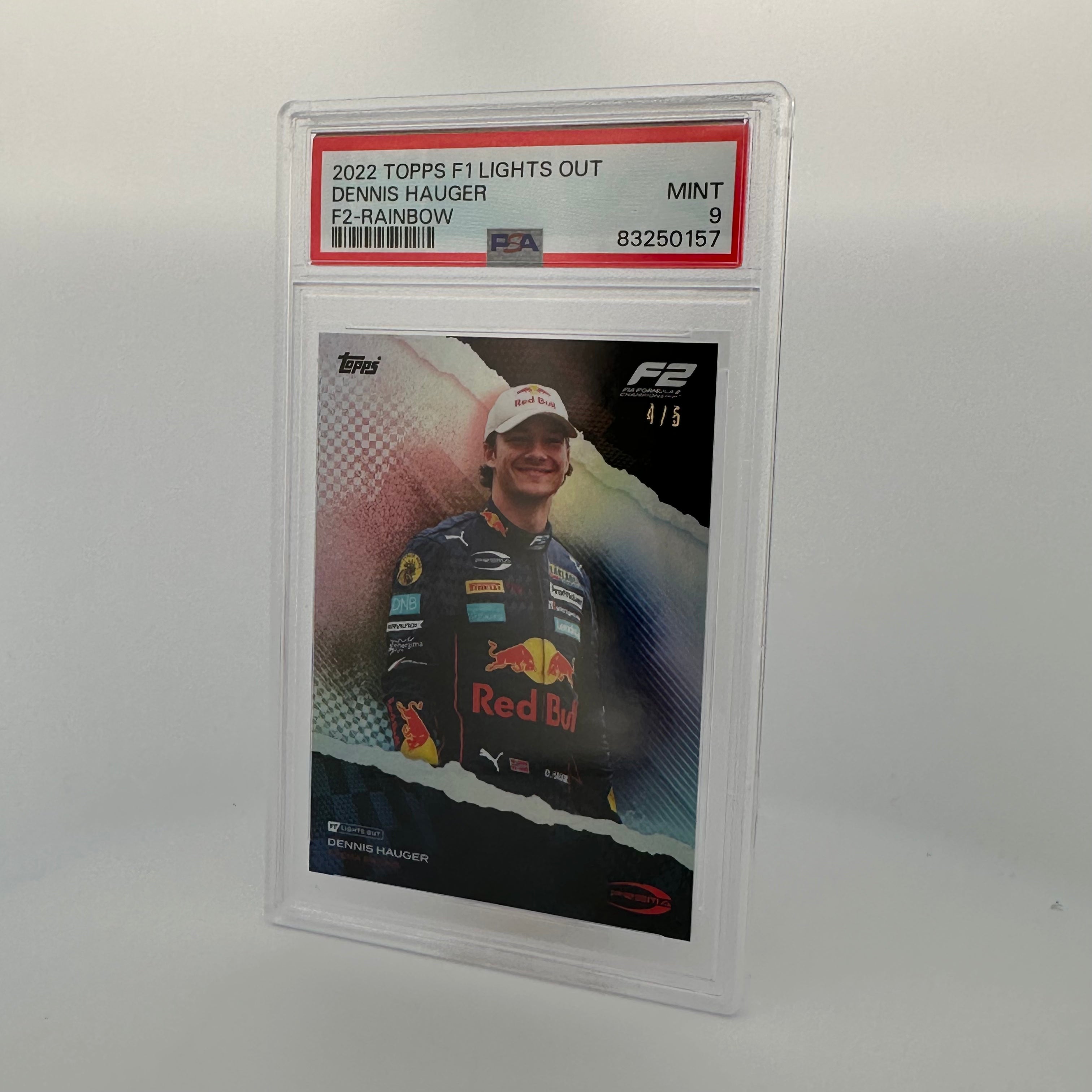 PSA 9 Graded Dennis Hauger F2 Rainbow Parallel Trading Card - Perfect for Collectors, Investors & Racing Fans