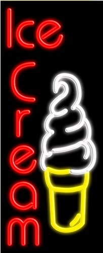 Vintage Ice Cream Glass Neon Sign #10993 - Handcrafted in USA | Retro Diner Decor, Ice Cream Shop Wall Art, Cafe & Bar Lighting