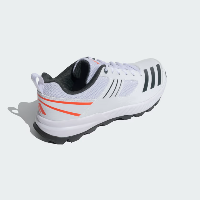 Adidas Cricket Shoes for Men - Cri Hase 23 M in Cloud White/Legend Ivy/Solar Red | Lightweight Performance Footwear for Cricket Matches & Training