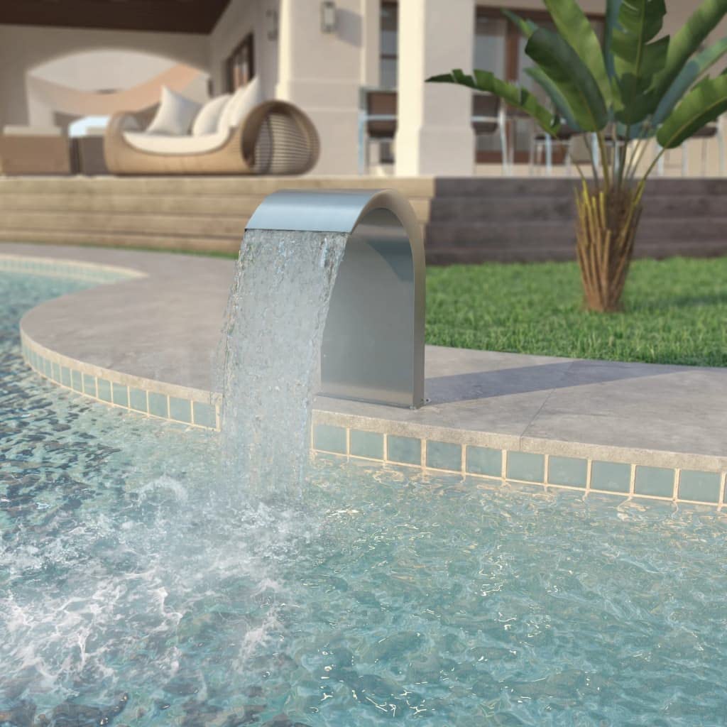 CHARMMA Waterfall Spillway Kit - 304 Stainless Steel Pool Fountain for Garden, Patio, Swimming Pool Decoration - Outdoor Water Spillway (17.7x11.8x25.6 Inches) - Perfect for Backyard, Pond, and Landscape Design