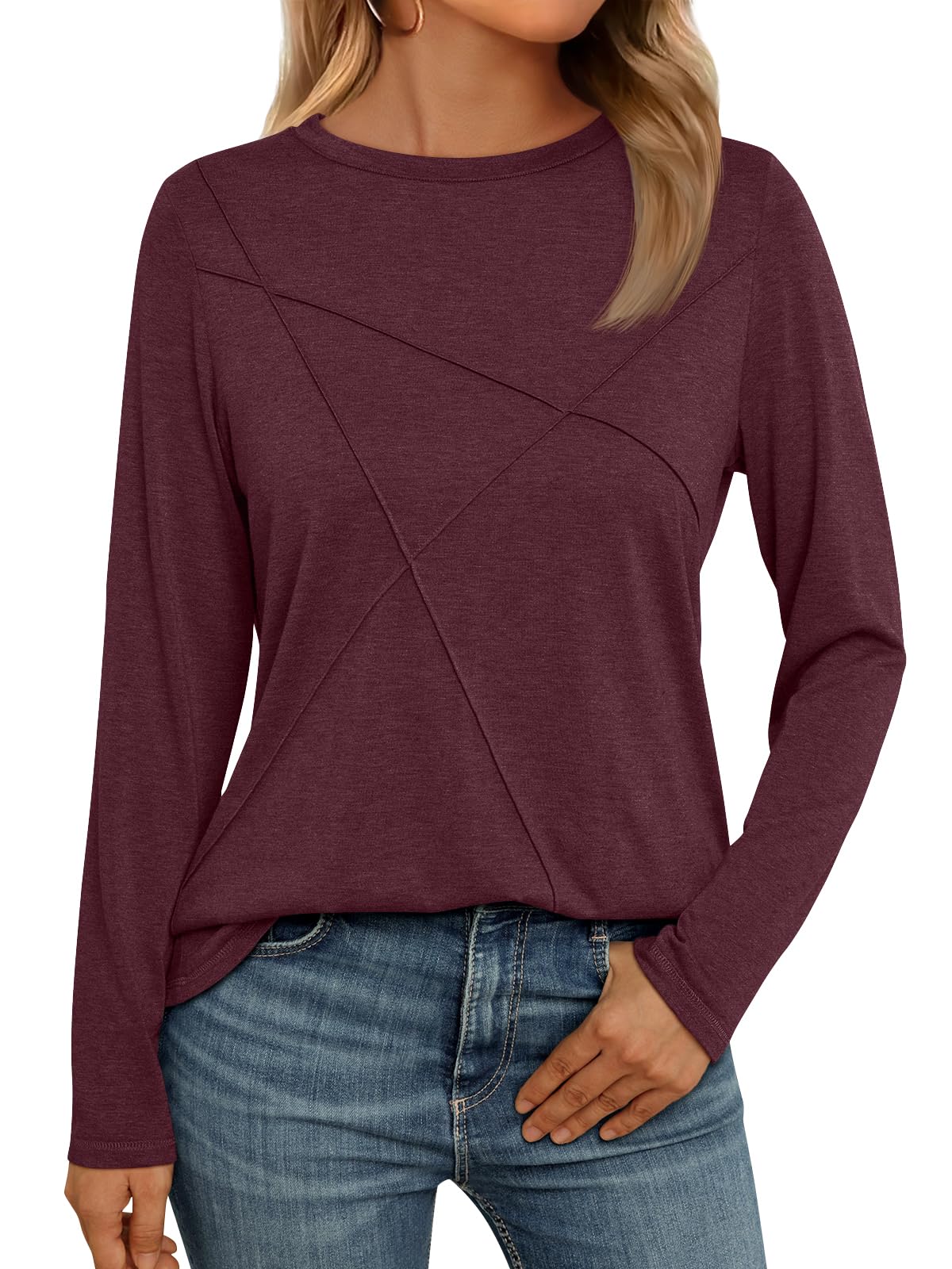 AUTOMET Women's Long Sleeve Shirts - Basic Business Casual Tops for Work | 2025 Fall Fashion Outfits | Perfect for Office Wear, Professional Meetings & Smart Casual Occasions