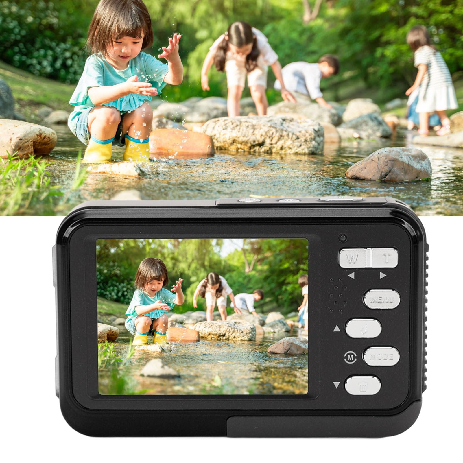 4K 48MP Underwater Digital Camera with Dual Screen & Autofocus - 11ft Waterproof for Snorkeling, Swimming, Diving - HD Selfie Camera for Outdoor Adventures (Black)