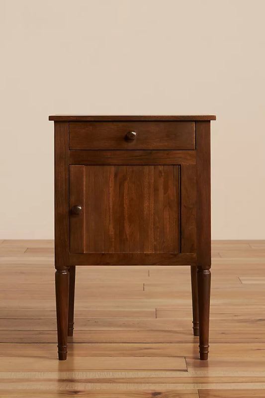 Handmade Wooden Bedside Table with Door and Drawer - Stylish Nightstand for Bedroom, Living Room, or Office Storage