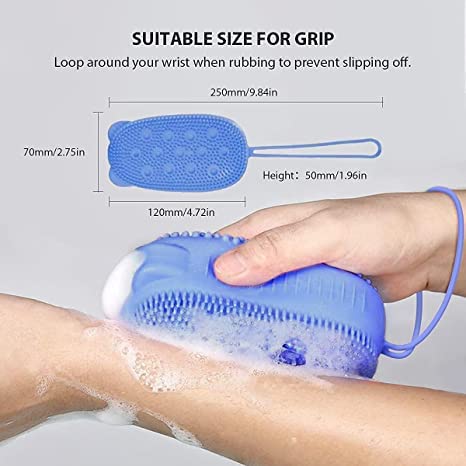 AASTIK Silicone Bath & Body Brush - Exfoliating Scrub Brush with Soft Bristles & Massage Ball | Shower Brush for Smooth Skin | Perfect for Spa, Dry Brushing & Back Scrubbing