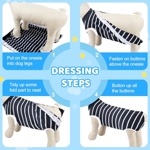 Dog & Cat Recovery Suits - Post-Surgery Protective Wear for Spay/Neuter, Breathable Anti-Licking Surgical Onesie for Female & Male Pets (Blue White Stripes, Size S) - Ideal for Wound Protection & Comfort After Vet Procedures