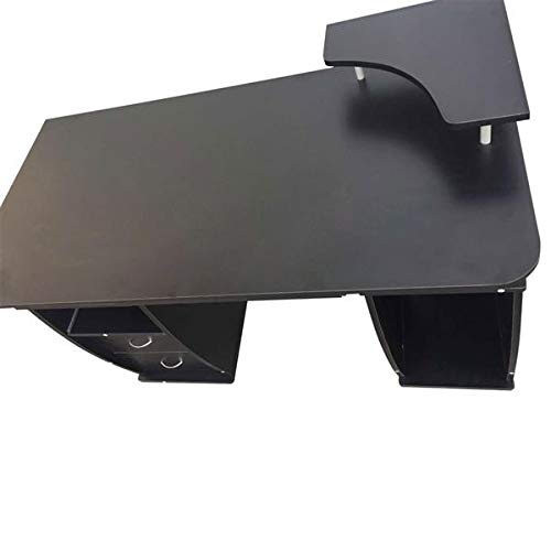 Black Melamine Computer Desk with Drawers - Sturdy Workstation for Home Office, Gaming & Study - Space-Saving Modern Design for Small Rooms